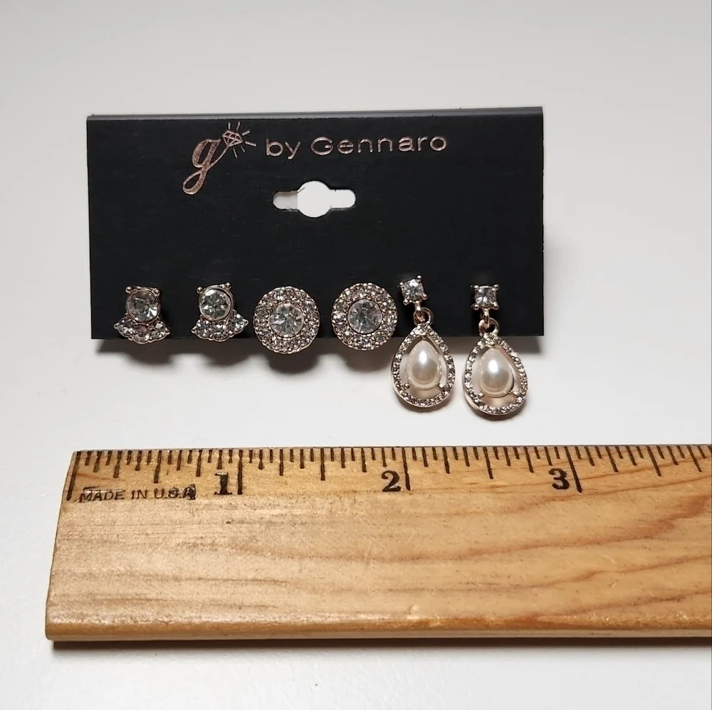 g by Gennaro Clear Glass and Pearl Earring Set